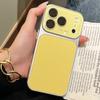 Роскошный чехол из однотонной кожи личи для iPhone 17 16 15 14 13 Pro Max Матовый противоударный гибридный чехол из стекла с защитой камеры