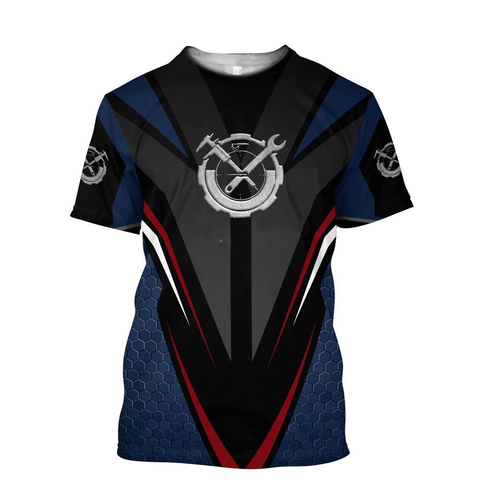 Летняя винтажная мужская футболка с персонализированным именем «Механик» с 3D принтом по всей поверхности, мужские футболки 5xl, уличная футболка, повседневная спортивная футболка