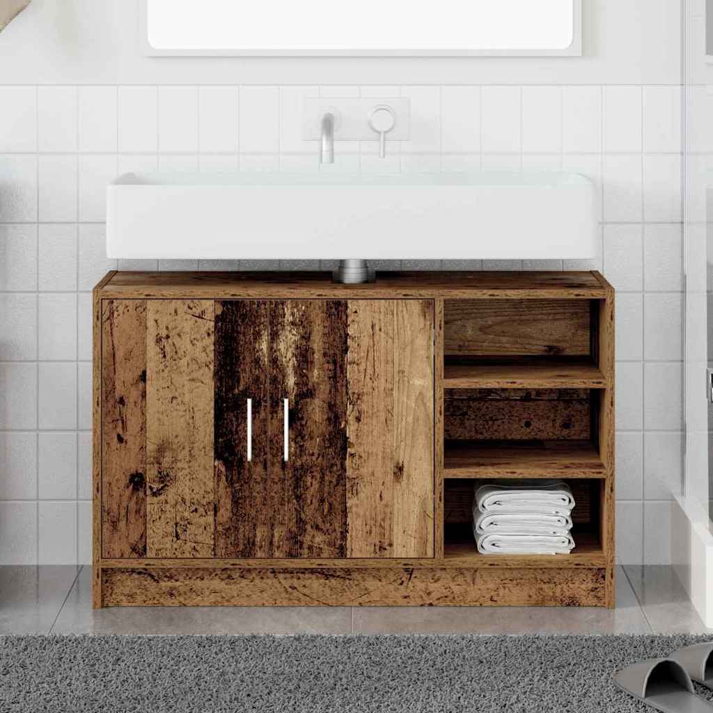 Bathroom Cabinet with Door Reclaimed Wood Look 90 x 29 x 55 cm Engineered Wood