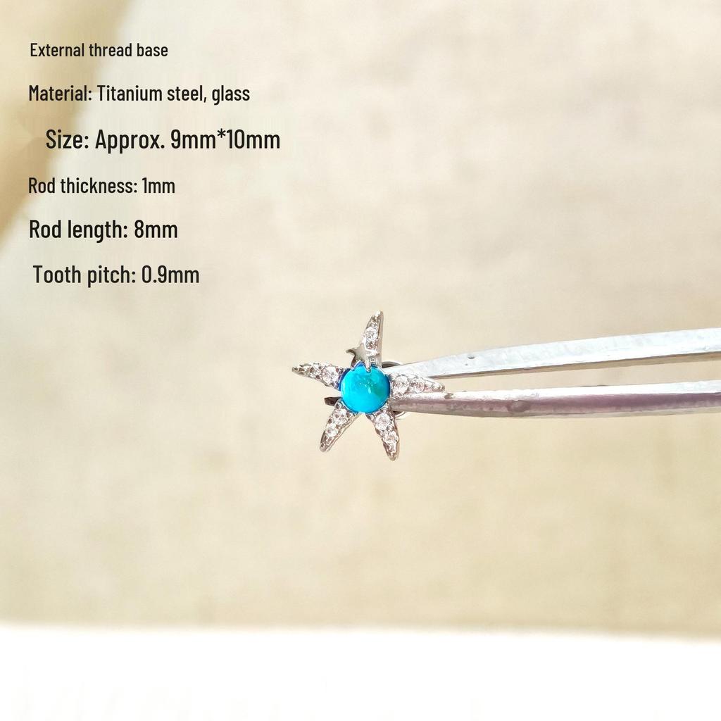 316L Titanium Steel Cartilage Earring with Blue Zircon