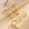 Salircon 8Pcs/Set Creative Gold Color Star Cross Open Ring Exquisite Stackable Heart Inlaid Rhinestone Finger Ring Jewelry 2026