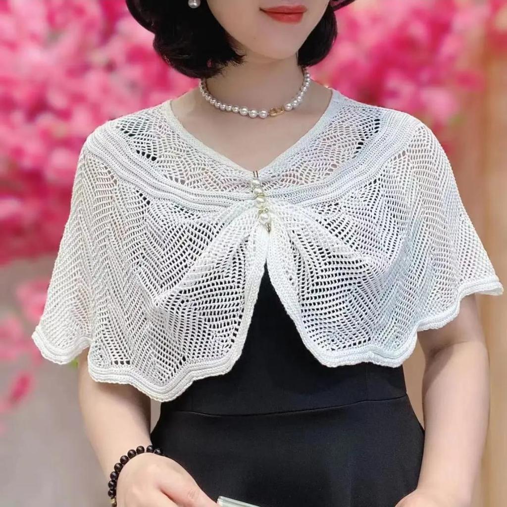 Женская летняя вязаная шаль от солнца - Легкая, стройнящая, верхняя одежда для защиты шеи