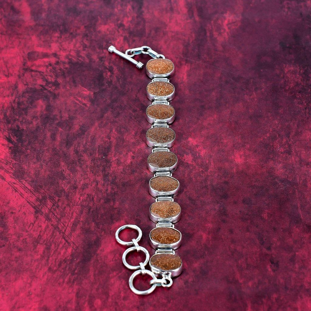 Браслет из стерлингового серебра Sunstone 925 пробы, браслет из драгоценных камней высшего качества, регулируемый браслет-цепочка, ювелирные изделия ручной работы, подарок на годовщину