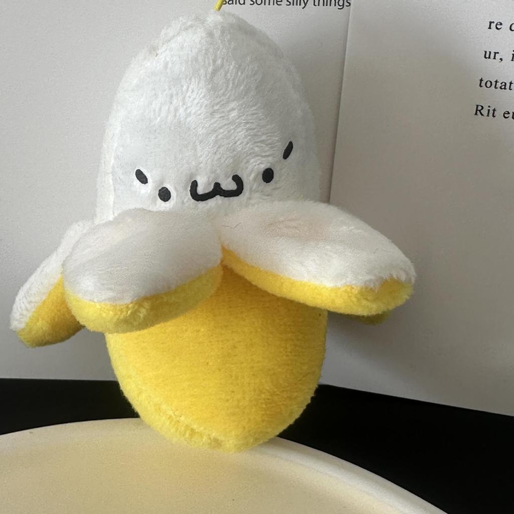 Cartoon Banana Pendant Plush Toy - Funny Peeling Banana Keychain for Kids