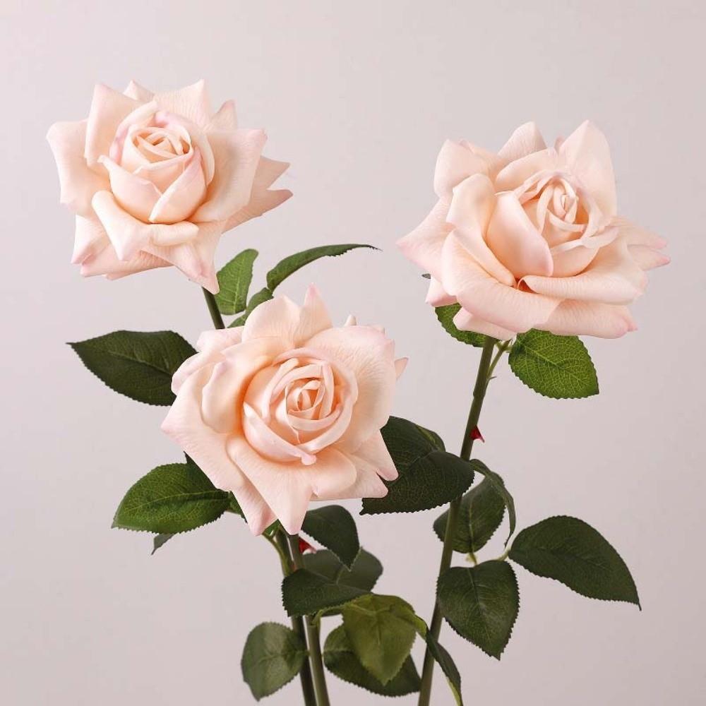 Realistic Artificial Rose Flower Real Touch Faux Rose Branch Simulation Big Rose Wedding Party