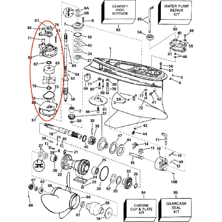 5001595 Boat Water Pump Impeller Repair Kit For Johnson Evinrude V4 V6 V8 Model 75-250 HP Outboard Motors Replaces 435929 Sierra 18-3315 Marine