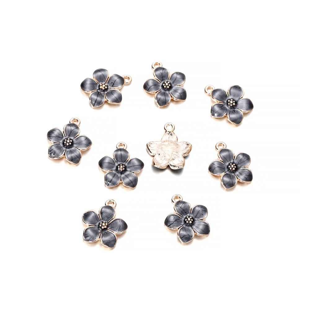 10Pcs/lot Mix Style Colorful Flower Pendants Enamel Metal Necklace Bracelet Charms For DIY Jewelry Making Supplies Accessories