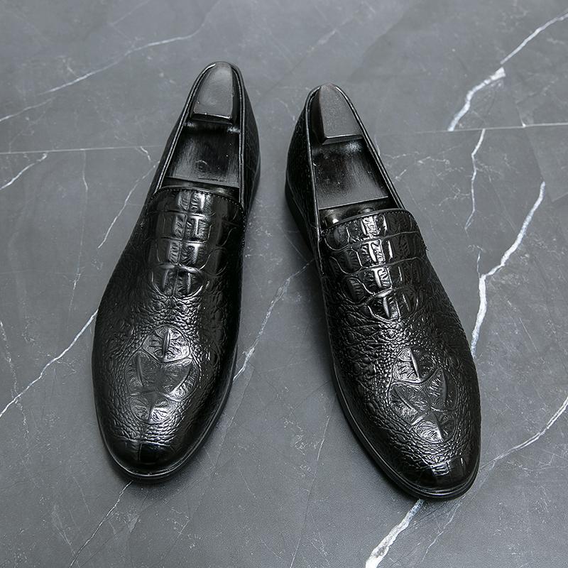 Мужские кожаные мокасины с узором под крокодила, мужские туфли на плоской подошве, модная мужская обувь для вождения, повседневная мужская обувь для отдыха на природе, мокасины ручной работы