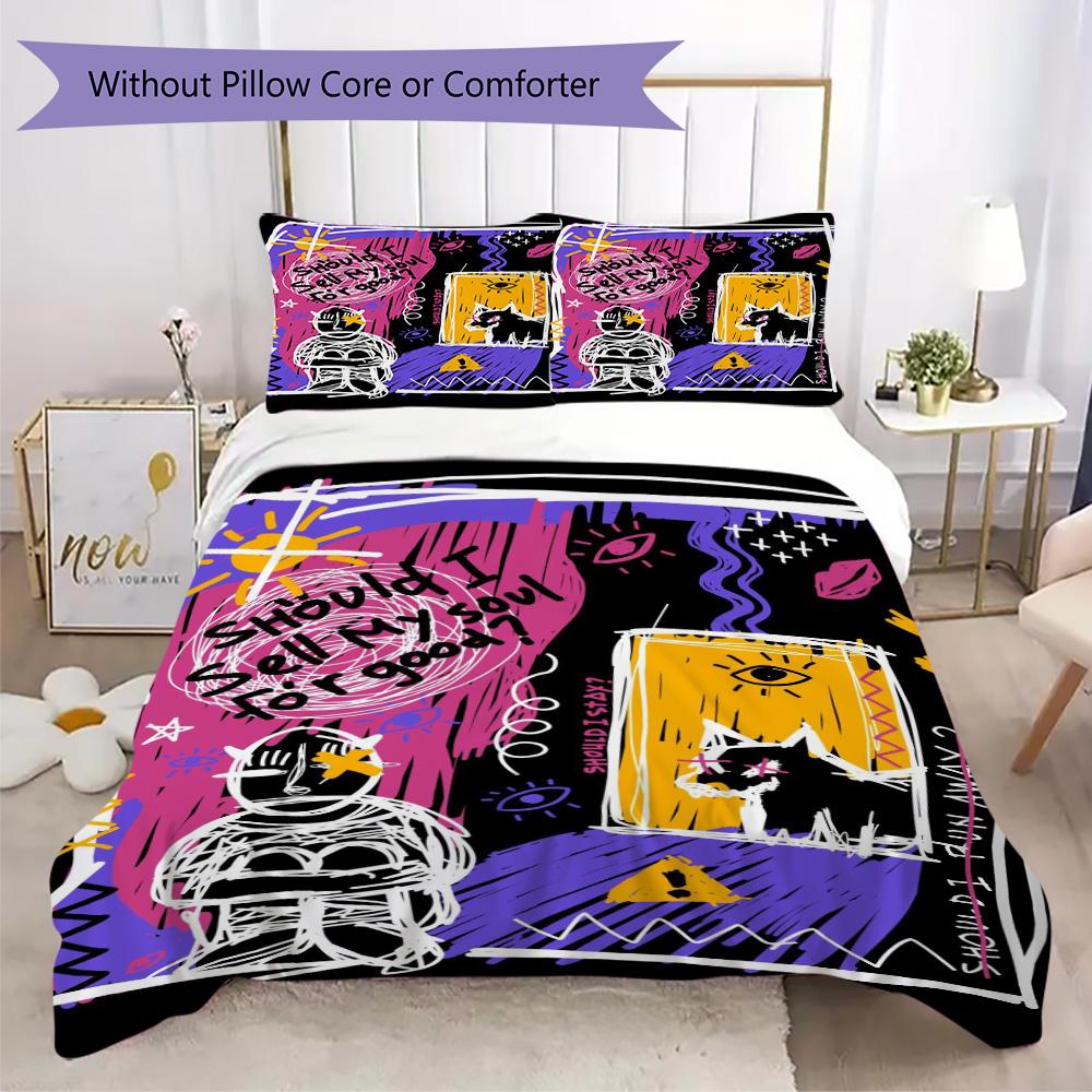 Psychedelic introspective geometric Pattern Bedding,Quilt Set Quilt Cover Pillowcase Home Birthday Gift (1*duvet cover+2*pillowcase,without core)ZSJT0