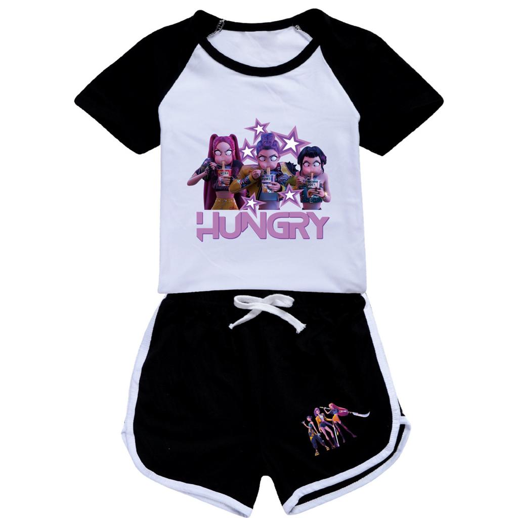 Kids Summer Sport T-Shirt And Shorts 2 Piece Outfit Tracksuit Set Short Sleeve Print Crop Tops With Clothing Set