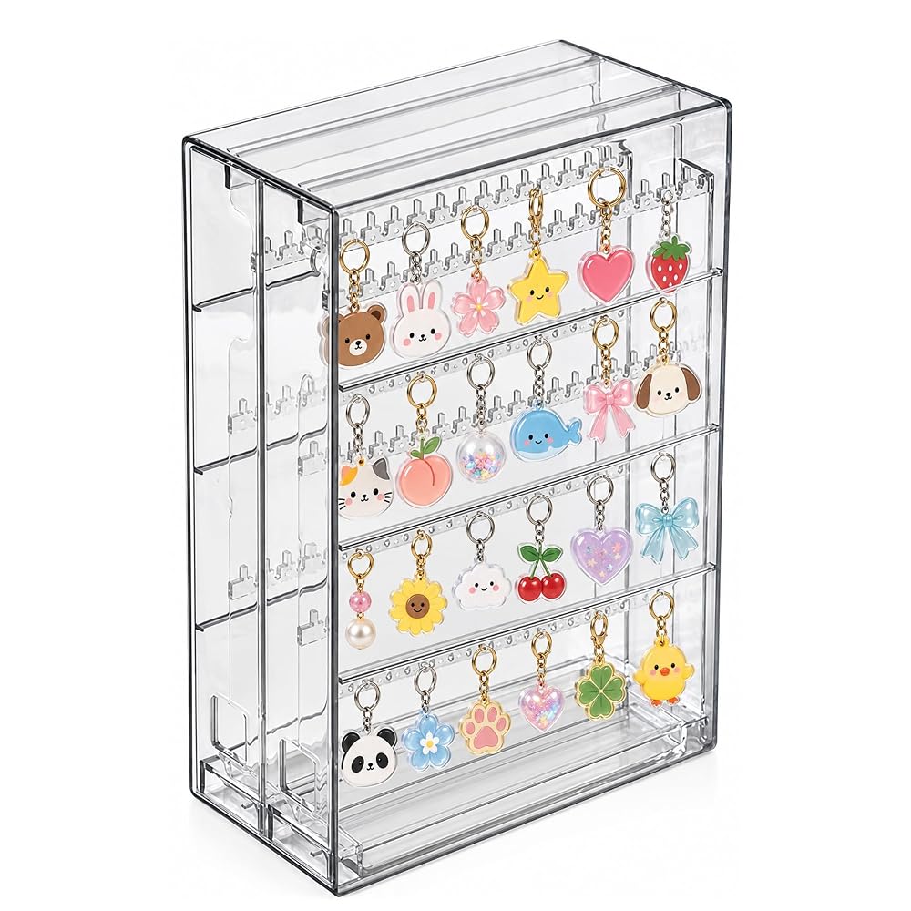 AMERIO Acrylic Keychain Storage Case Transparent Slide Display 11071