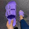Летние уникальные новые повседневные джинсовые однотонные парусиновые с пряжкой и двумя словами, с плоскими шлепанцами P724