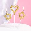 Baking Birthday Cake Candles Plated Gold Stars Love Heart Candle Creative Romantic Party Plug-in Decoration Candles