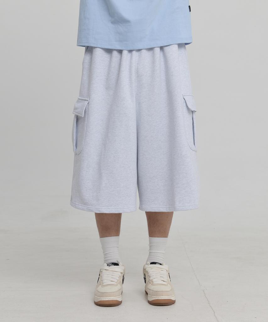 WAIKEI Cargo Bermuda Sweatpants Melange White