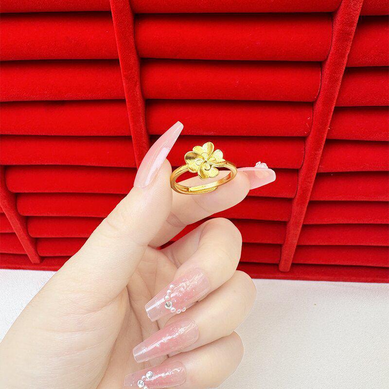 Изысканное открытое кольцо цвета песка и золота для женщин: Высококачественный нишевый дизайн, легкий роскошный стиль, стойкий цвет, имитация золота.