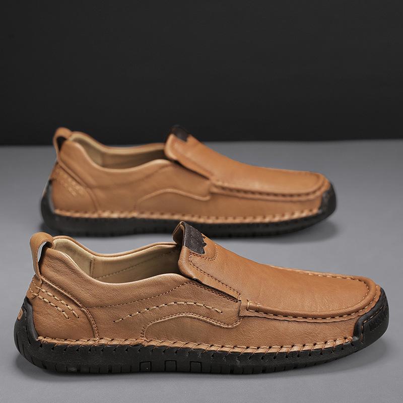 Популярная мужская обувь ручной работы, повседневная обувь для улицы, кожаная обувь на одной педали, низкий верх, обувь для ленивых больших размеров