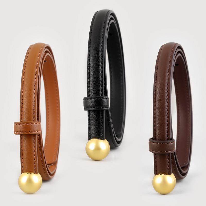 Genuine Leather Womens Skinny Belt With Pin Buckle For Dress And Summer Wear