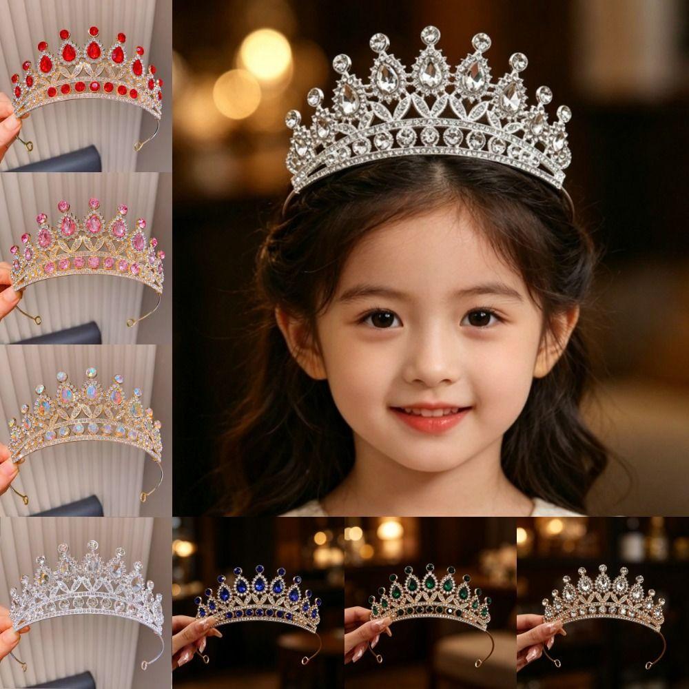 Multi-Color Children Princess Crowns Fashionable Rhinestone Tiaras for Girls