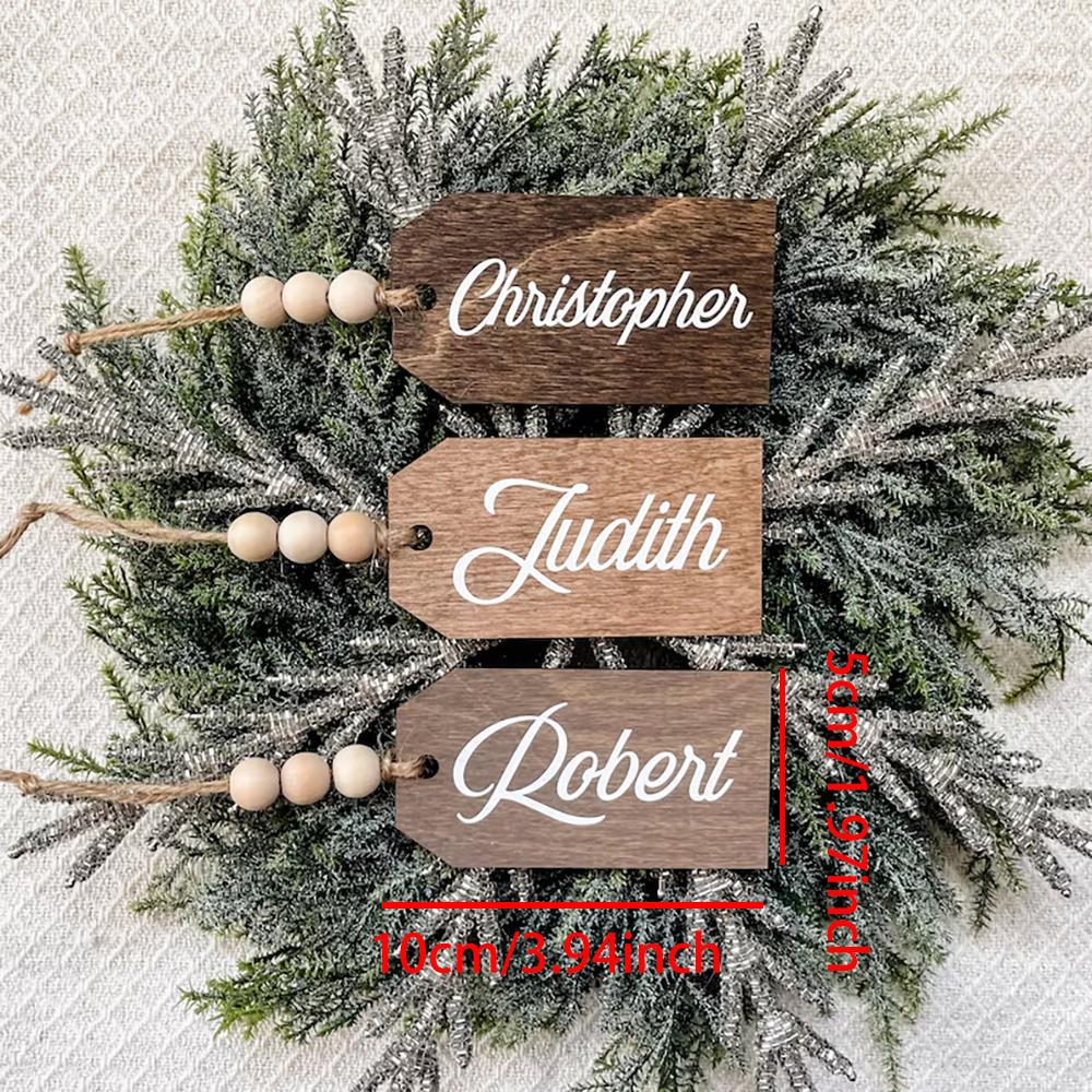 Personalized 3Pcs Wooden Stocking Tag Christmas Stocking Name Tags Farmhouse Present Tags Farmhouse Xmas Fireplace Tree Decor