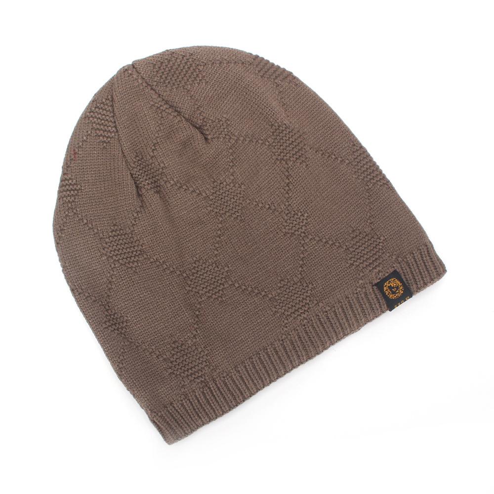 Autumn and winter new men's sewing small standard knitted hat outdoor warm windproof ear protection hat plush wool hat