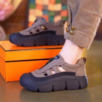 Модные женские сандалии 2025 Женская летняя обувь Мягкие универсальные клоги на каблуке Новинка для девушек Настоящий комфорт Ретро Толстые Повседневные Скандалы