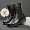 Fashion Unisex Genuine Leather Desert Boots Steel Toed Steel Soled Safety Work Boots Men Boots 2024 Winter Plus Velvet
