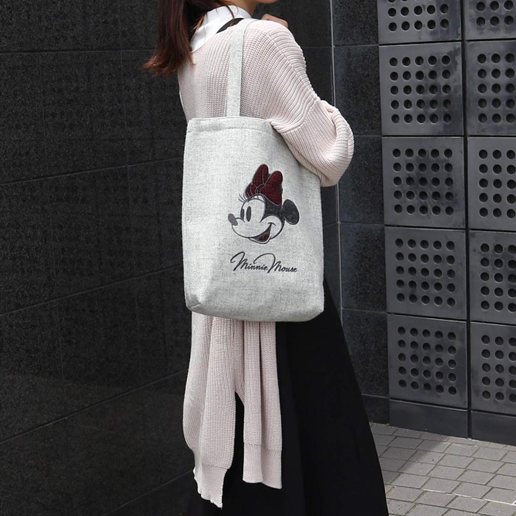 Marushin Tote Bag Disney Minnie H35 X W32 X D8cm Big Cute Ribbon UK MOON Company Wool Fabric 2335021300 (excluding Handle)