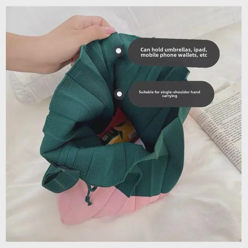 Женская складная вязаная сумка-через плечо контрастного цвета