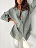 "Women's Solid Color Loose Long-Sleeve Tops - European and American Style"