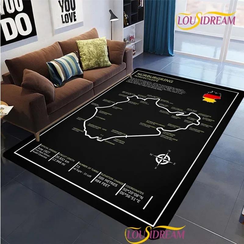 Nurburgring F1 International Track Carpet for Living Room Bedroom Area Rug Decor Kitchen Unslip Floor Mat Alfombra Birthday Gift