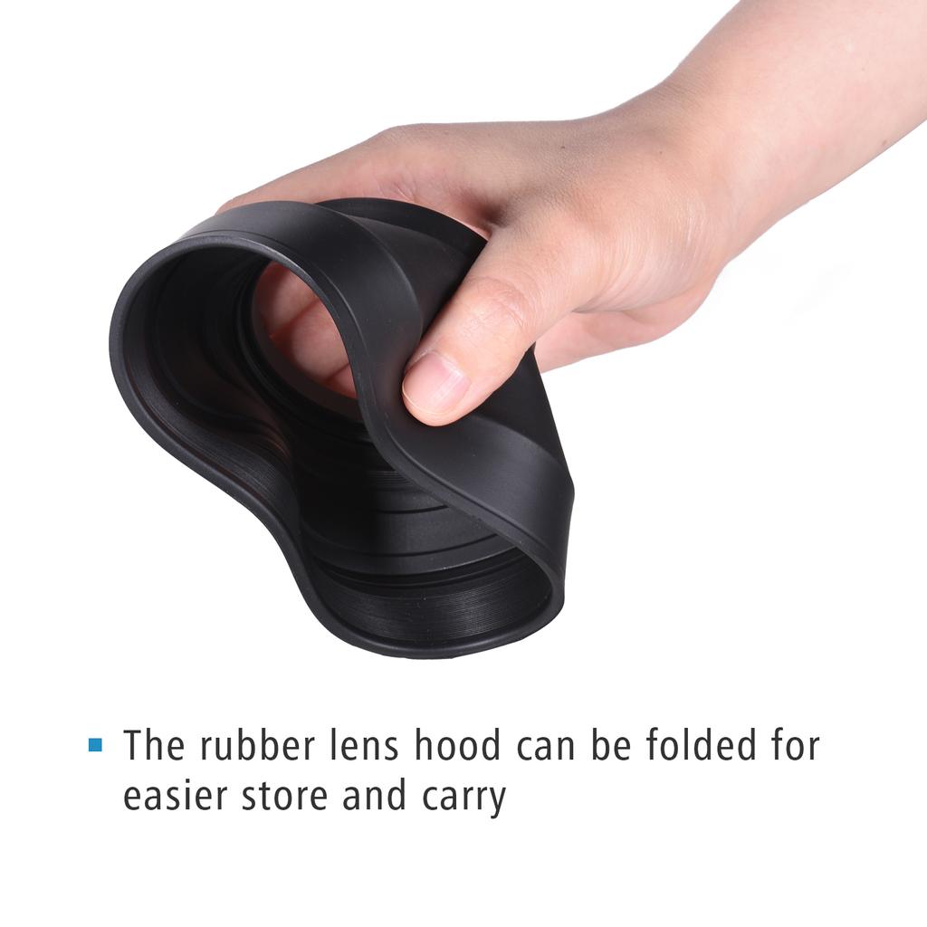 67mm Lens Hood Set with Tulip Flower Lens Hood + Collapsible Rubber Lens Hood + Lens Cleaning Cloth