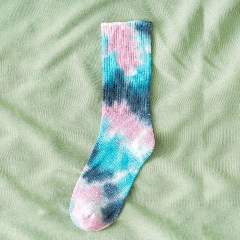 Мужские и женские носки Хлопковые носки-трубы с принтом тай-дай для скейтбординга и хип-хопа Белые носки Кружевные носки для женщин