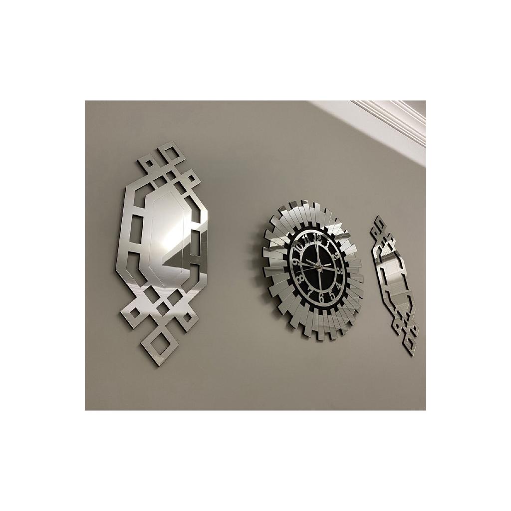 Decorative Wall Clock Set Of 3 40 Cm Silver Modern Turkish Numeral Wall Clock 18 X 51 Cm Baklava Painting