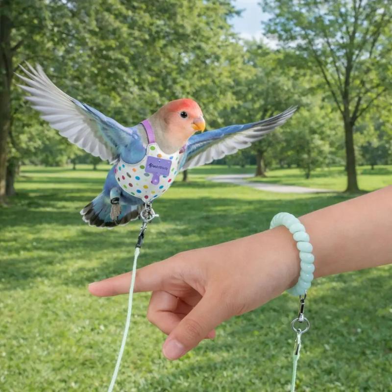 Parrot Harness and Leash Set Lightweight Soft Vest Sturdy Anti-Escape for Small Parrots Park Walking Camping