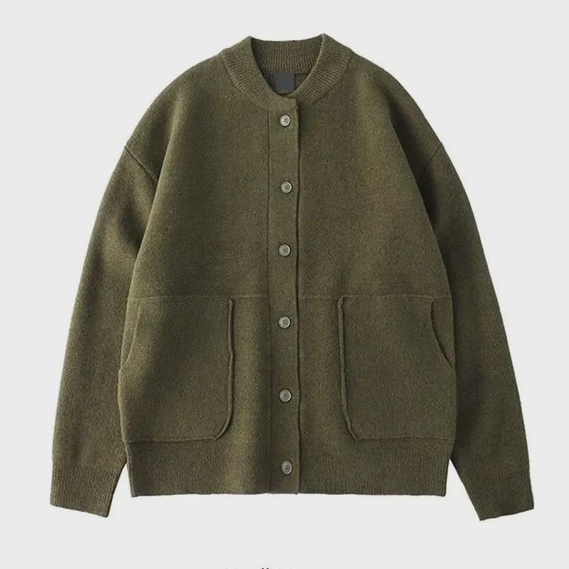 Повседневный вязаный кардиган в корейском стиле для мальчиков - осень/зима, однотонный