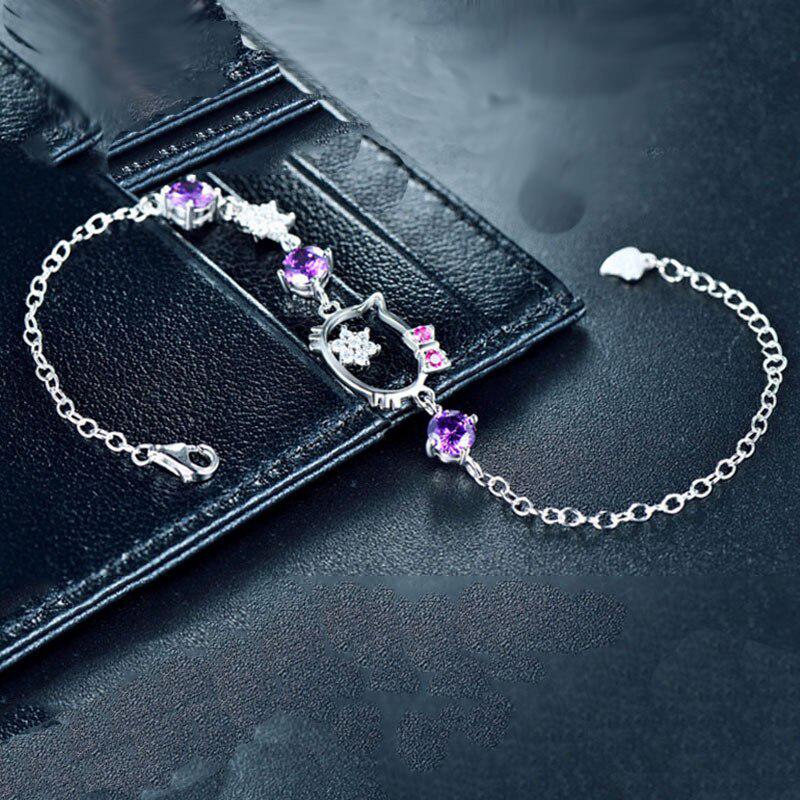 Женский браслет-цепочка Lindon серебряного цвета с кристаллами