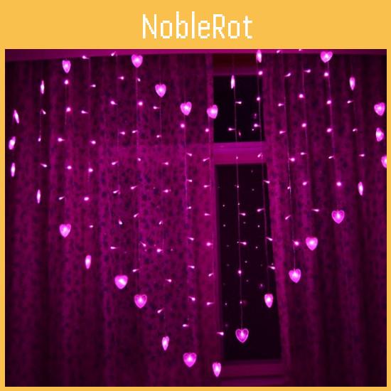 Изысканная 128-светодиодная гирлянда-штора в форме сердца для вечеринки и сада