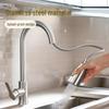 Dual Temperature Stainless Steel Pull-Out Kitchen Faucet with Retractable, Rotatable Spout