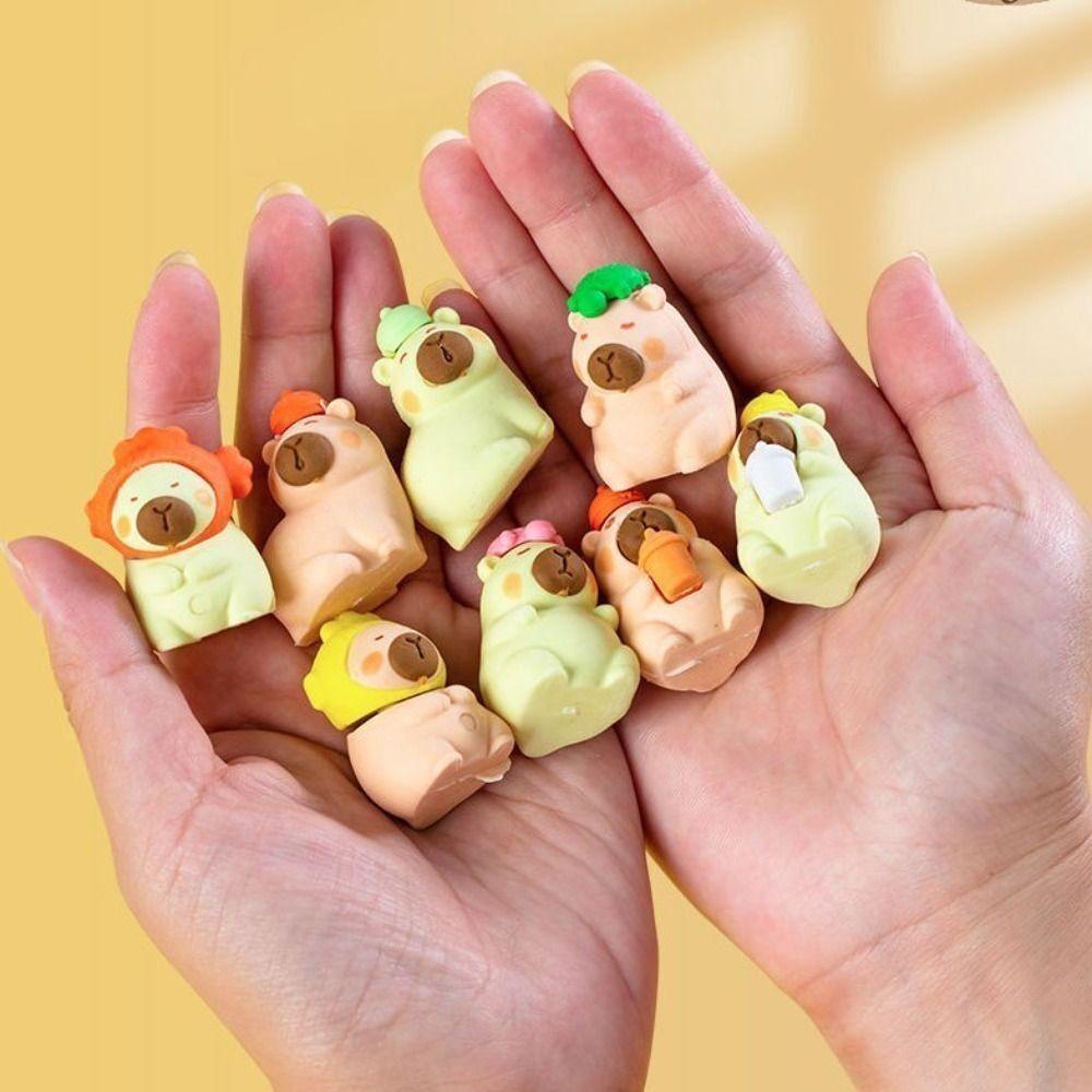 4Pcs Children Toys Pencil Rubber Stationery Eraser Cute Capybara Eraser