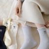 Кавайные носки из толстого кораллового велюра в балетном стиле с бантиком, милые плюшевые носки для дома, зимние, теплые, однотонные, средней длины