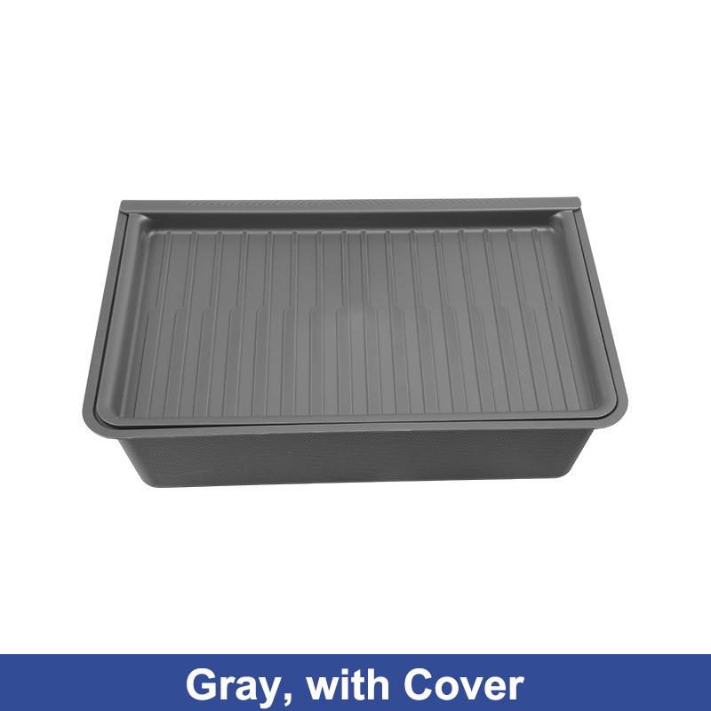 Для Tesla Model Y 2023 Аксессуары для интерьера Ящик для хранения под сиденьем TPE Белый органайзер под сиденьем Ящик с крышкой Мусорное ведро