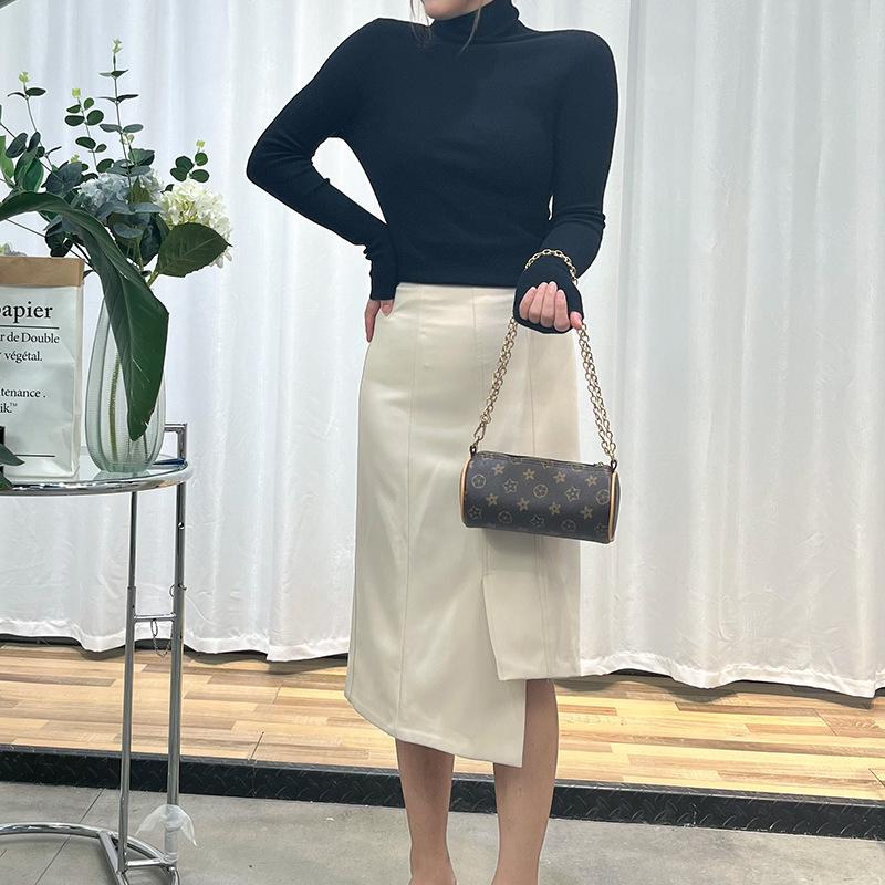 Ограниченный запас: Женский бесшовный свитер с высоким воротом из 100% чистой шерсти, плотность 48 нитей