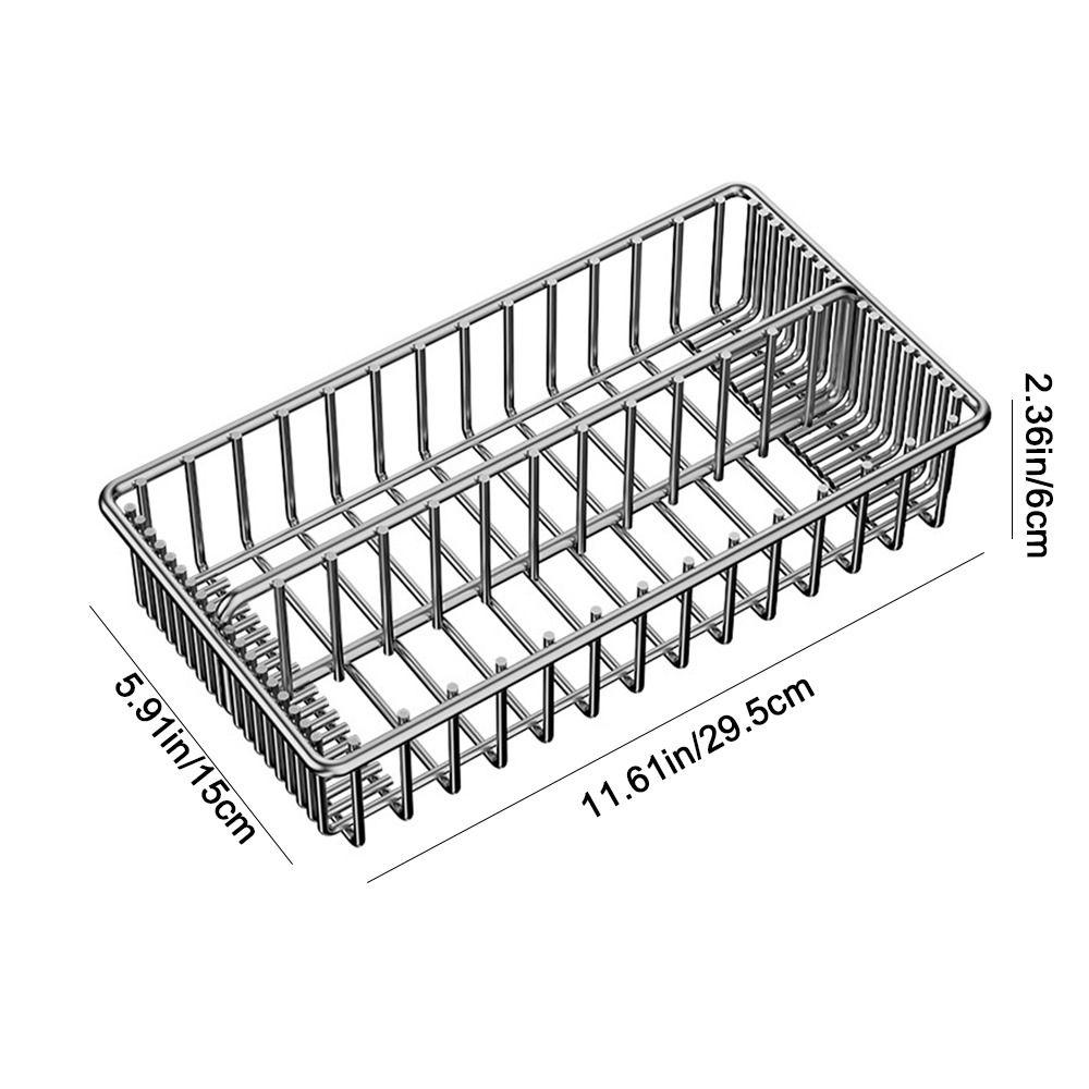 Silver Cutlery Drying Rack Large Capacity Cutlery Storage Basket  for Kitchen