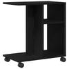 Movable Side Table with Wheels, 2-tier Open Storage Shelves, with Side Vase Display, Kitchen and Bathroom Corner Shelf, 50x30x55 Cm