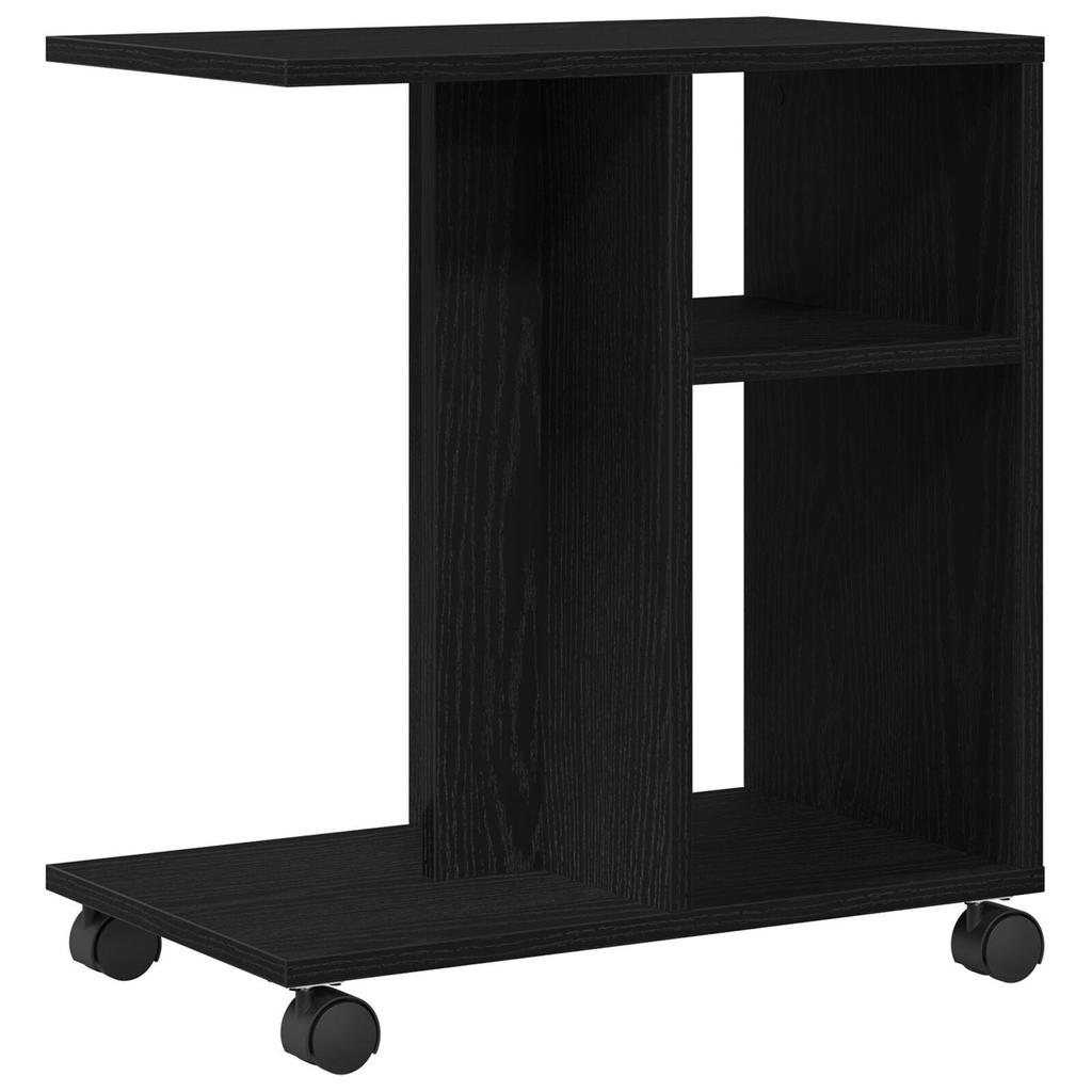 Movable Side Table with Wheels, 2-tier Open Storage Shelves, with Side Vase Display, Kitchen and Bathroom Corner Shelf, 50x30x55 Cm
