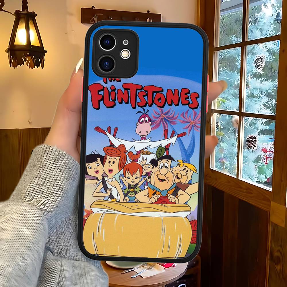The Flintston es Cartoon Silicone Case For IPhone 16 15 14 13 12 11 Pro Max Plus X XS MAX Shockproof Matte Cover