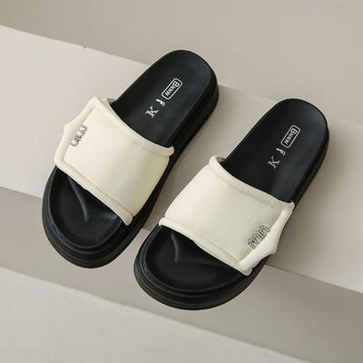 CRLAYDK Шлепанцы женские на липучке, слипоны на платформе, с открытым носком, тапочки для повседневной летней нарядной носки в помещении и на улице