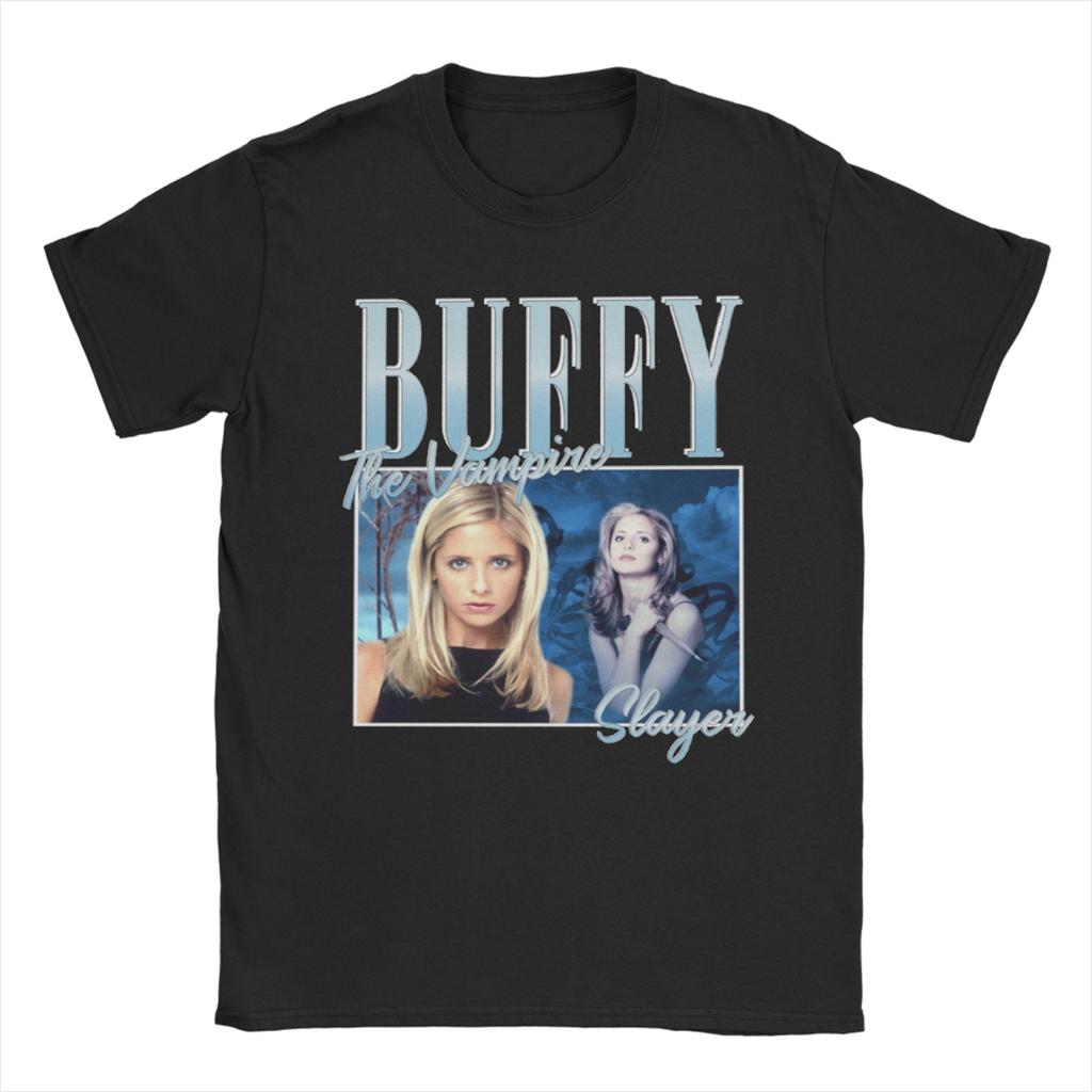 Buffy the Vampire Slayer Collage  T Shirts Men Women's Cotton Novelty T-Shirt Round Neck  Tees Short Sleeve Clothing Plus Size