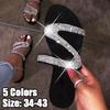 Women Casual Sandals Ladies Slippers Flash Diamond Flat Sandals Casual Beach Slippers Bling-bling Diamond Flat Sandals