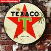 2D Flat 20*20cm 1pc Retro Texaco Red Star Logo Vintage Gas Station Wall Art Decor, Suitable for Bars, Station, Cafes Ornament, Nostalgic Style Round